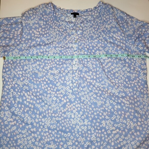 Womens Talbots LS Lightweight Spring Summer Blue Floral Coastal Top Blouse Sz 1X - Picture 6 of 10